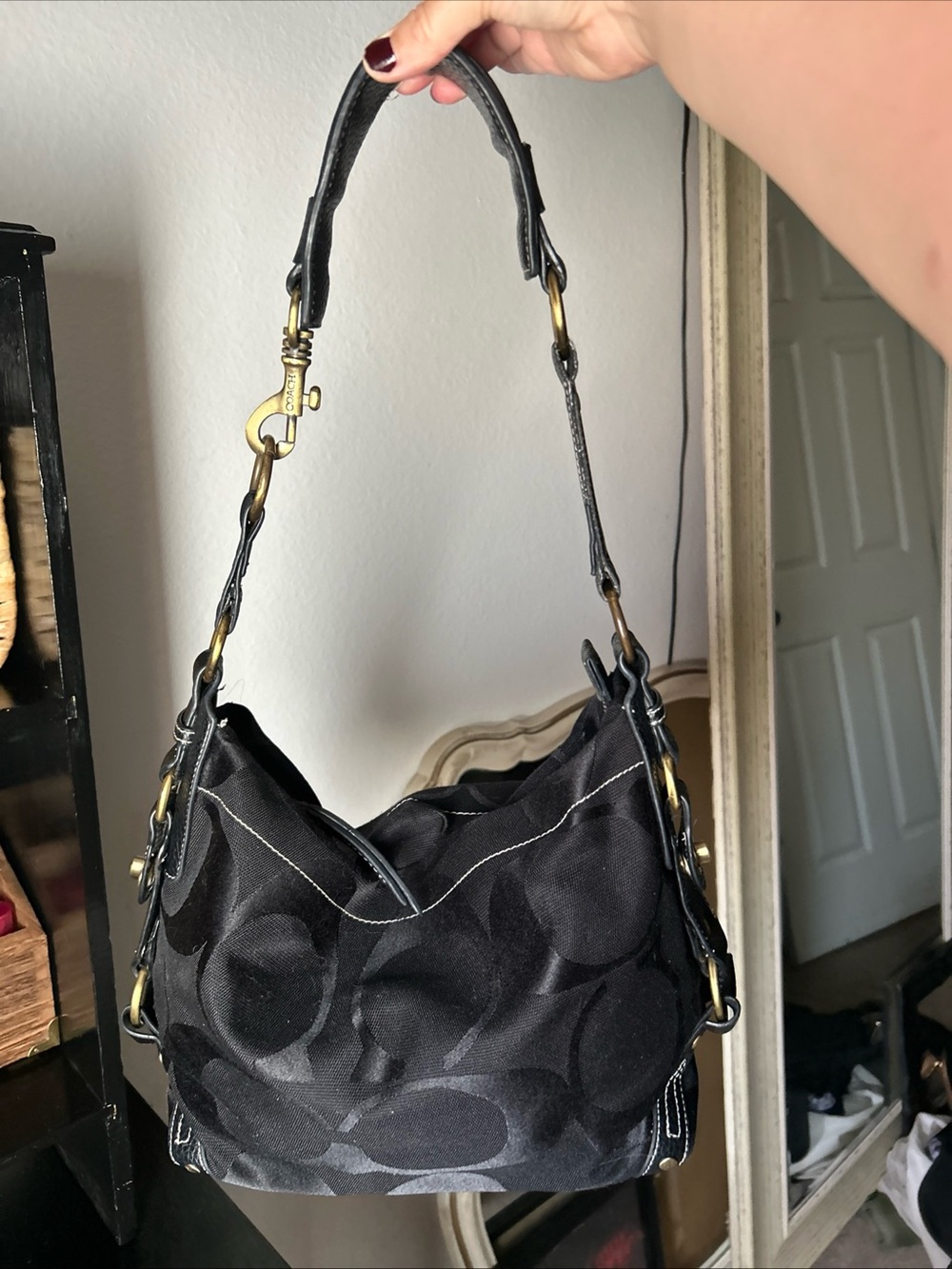 Coach Black Carly Hobo Bag Purse Tote